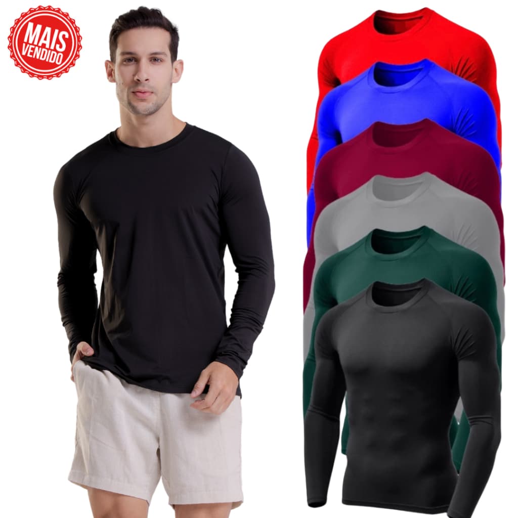 Camisa térmica segunda pele com proteção uv