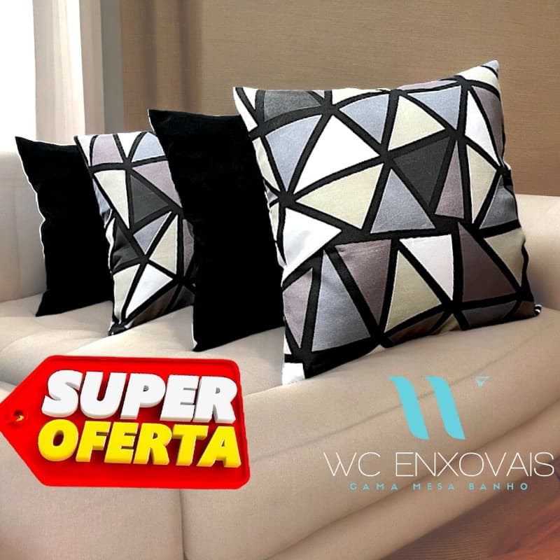 Promoção kit com 4 capas de almofadas decorativas para sofá c/ zíper.