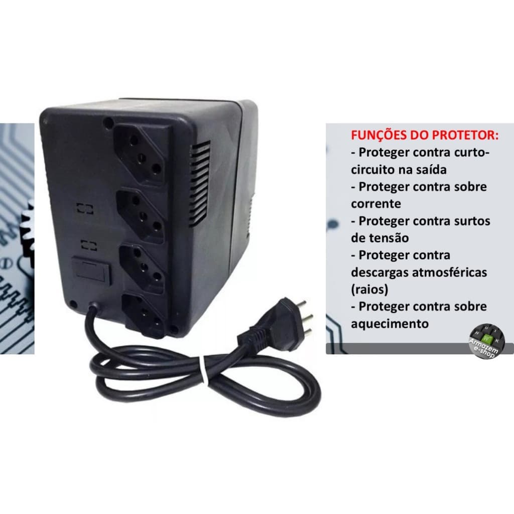 PROTEÇÃO CONTRA VARIAÇÃO DE ENERGIA, FILTRO LINHA ESTABILIZADOR PARA COMPUTADORES, GAMES (PLAYSTATION/XBOX), IMPRESSORAS
