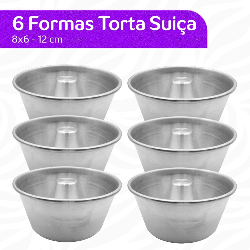Kit 6 Forminhas 12 cm Mini Bolo Vulcao Pudim 12cm Boca - 8,0cm Fundo - 6cm Altura