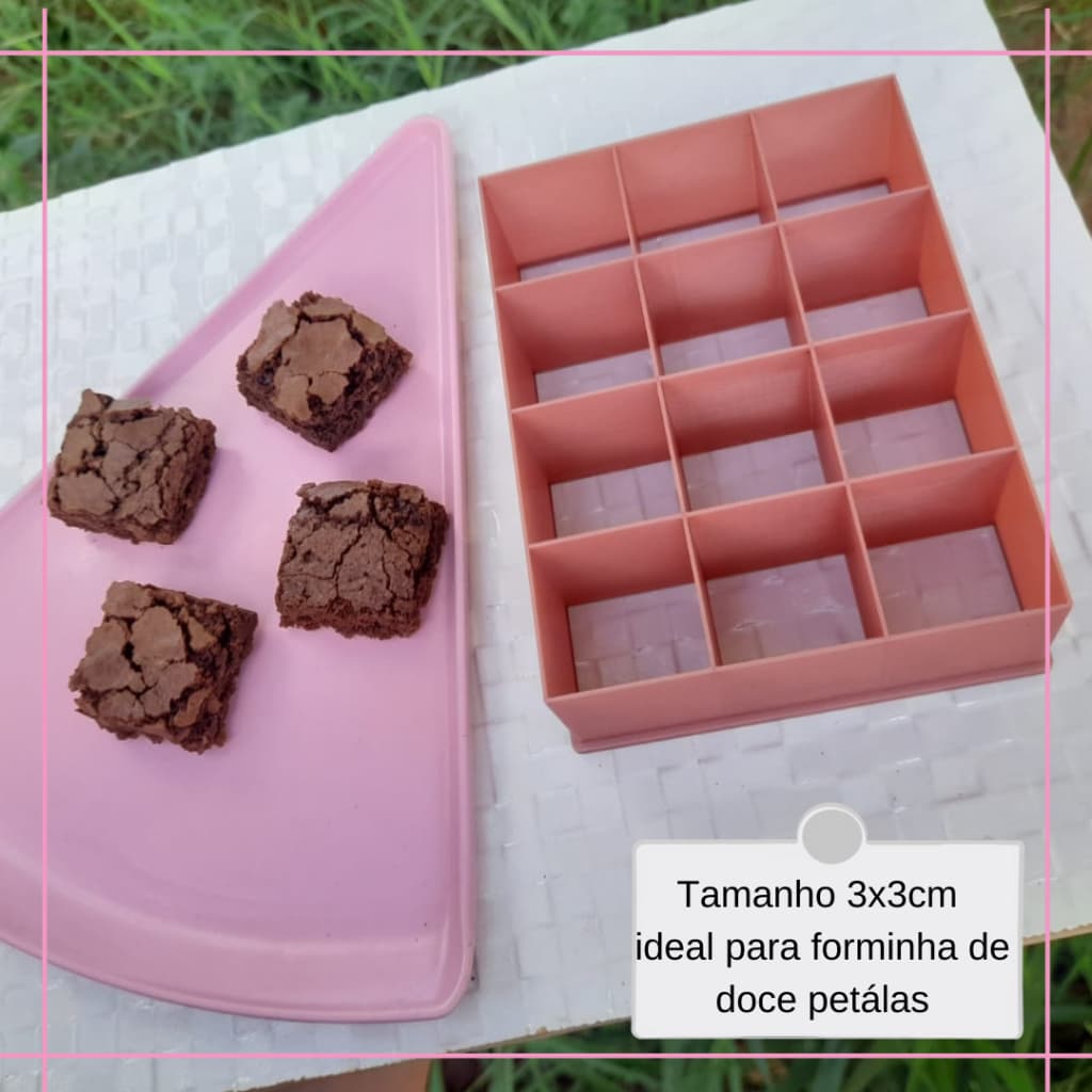 Cortador brownie 3x3 cm quadrado 12 cavidades 2cm profundidade    biscoito palha italiana massas confeitaria