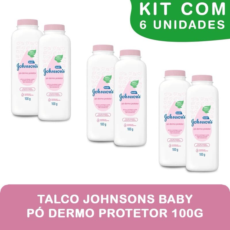 Kit 6un Talco Johnson’s Baby 100g cada - Nova Embalagem ROSA