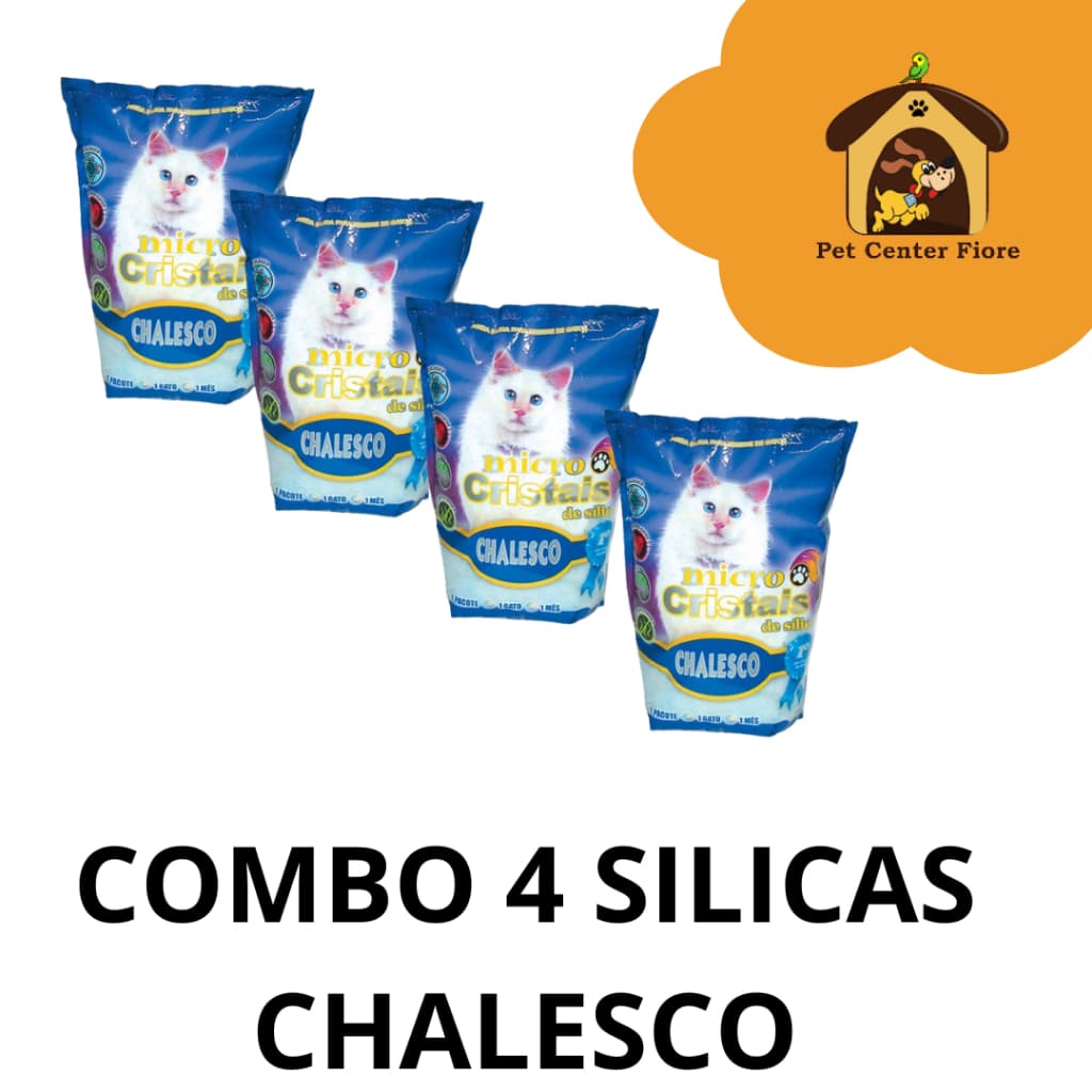 Areia Micro Silica Sanitária Cristais Higienica para Gatos - Chalesco (4Pacotes/1,8kg cada)