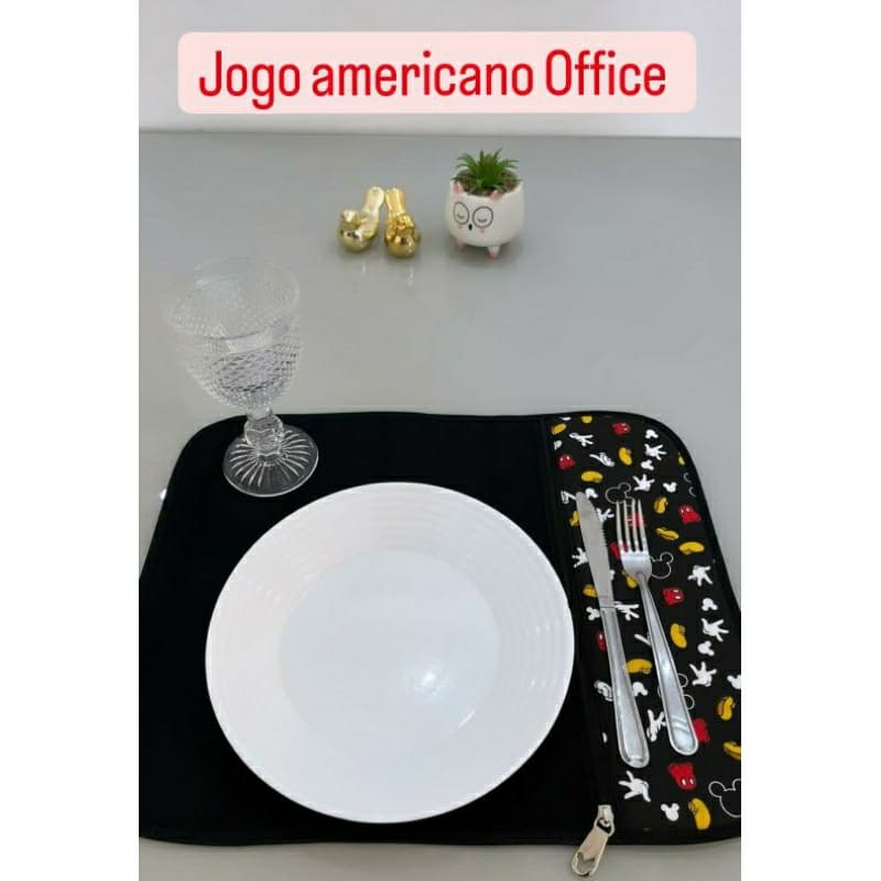 Jogo Americano com porta talheres # Jogo americano mesa posta # Mickey# Volta às aulas