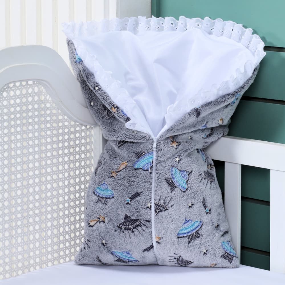 Saco de Dormir Bebê Forrado Tecido Soft Fleece 3D Com Zíper 0 a 12 Meses Menino e Menina