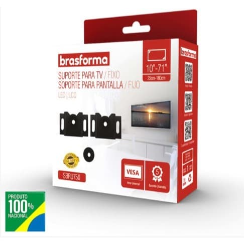 Suporte Brasforma Fixo Universal, Smart TV de 10" a 90" SBRU750
