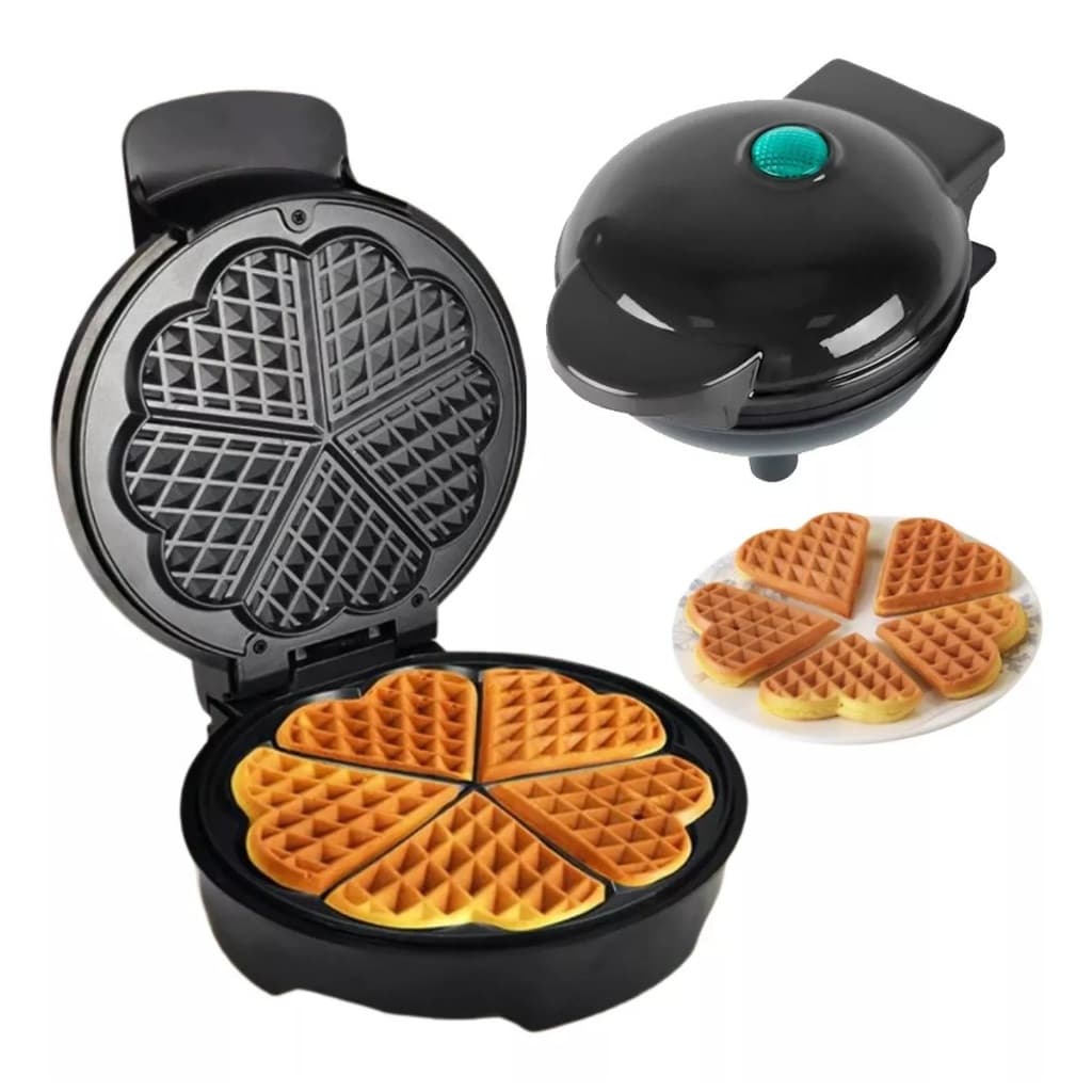 Máquina de Waffle Formato Corações Compacto, Fácil de limpar, antiaderente, Perfeito para café