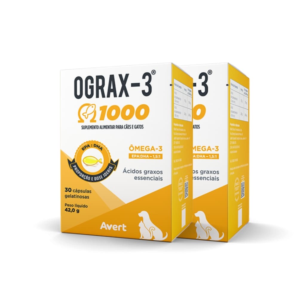 Kit 2x Suplemento Avert Ograx-3 1000mg 30 Cápsulas