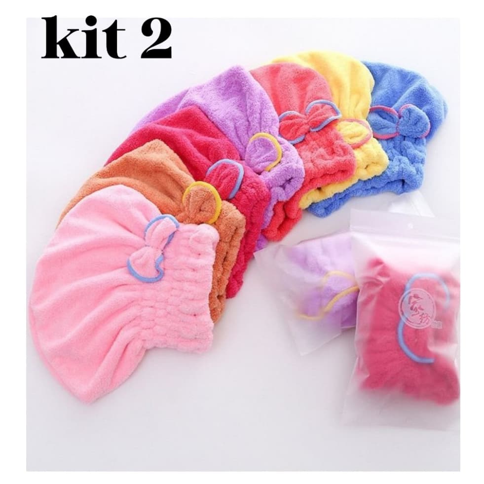 Kit 2 Touca para seca cabelo Toalha de Microfibra