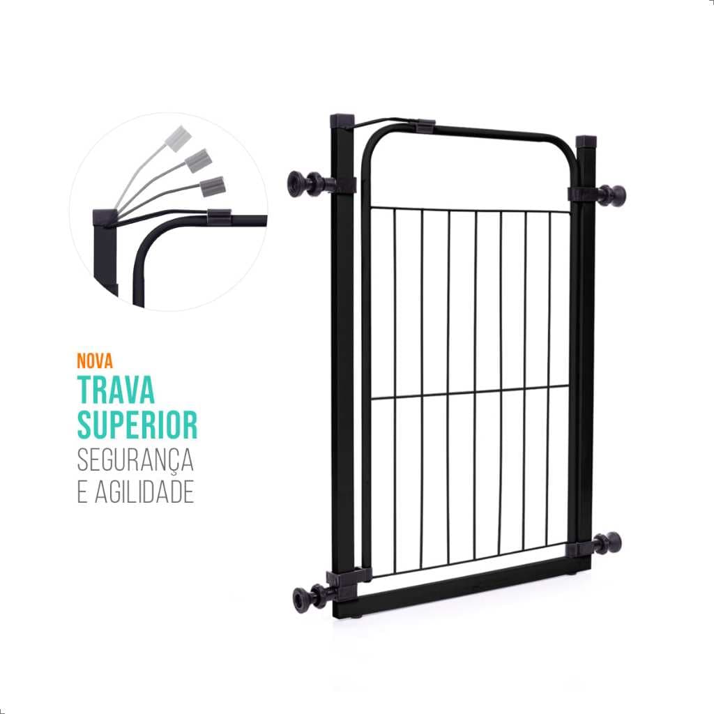 Portão Pet Grade de Segurança Kids (PRETO) (69cm a 154cm)