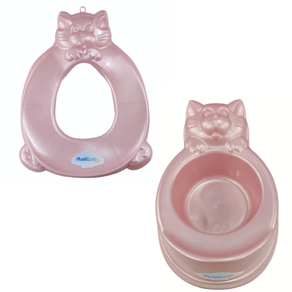 Conjunto Desfralde Troninho Penico Assento Vaso Redutor Sanitário Bebê Infantil Plastibaby