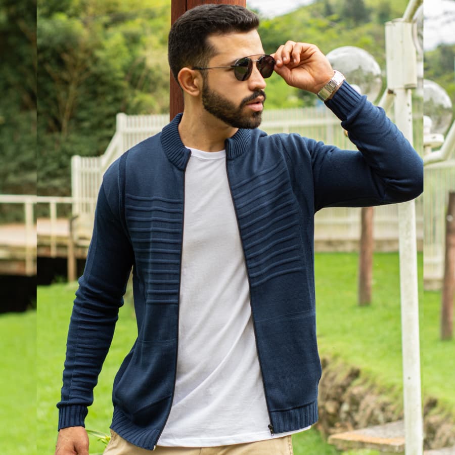 Jaqueta Masculina Casaco Lã Blusa De Frio Inverno Tricô Com Bolsos