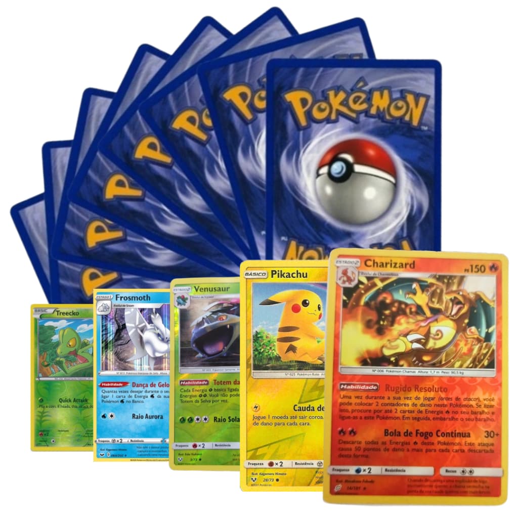 20 Cartas Pokémon TODAS Brilhantes Originais Copag