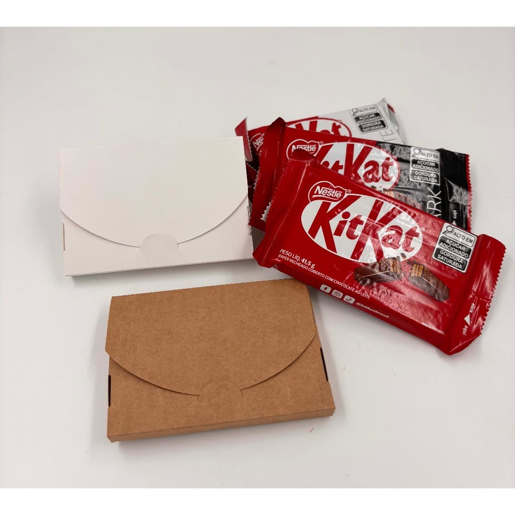 10 Caixas Porta Kit Kat Liso Em Branco E Kraft