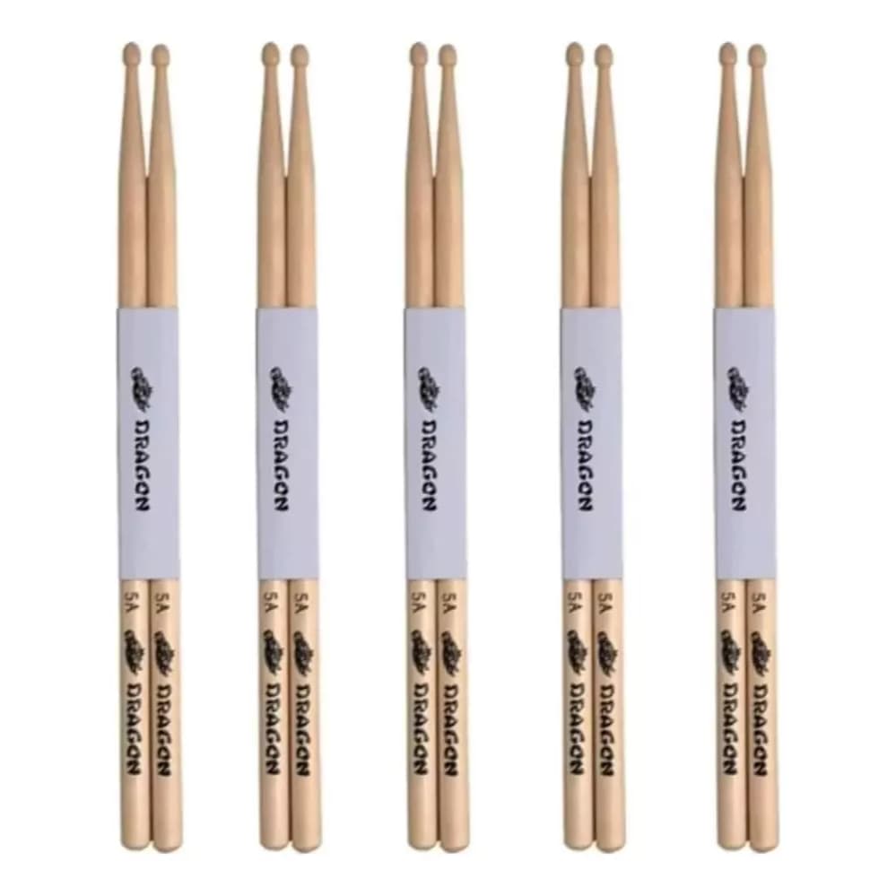 Kit 5 Pares Baqueta Bateria C. Ibanez Dragon 5a, 7a Ou 5b