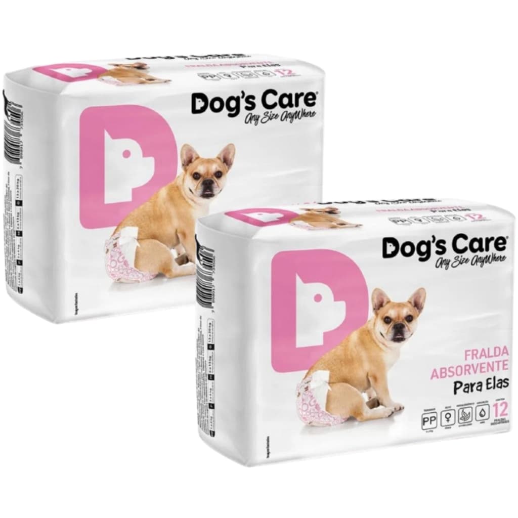 Kit Fralda Higiênica Pet Cães Fêmea Dogs Care Tam Pp 24 Un