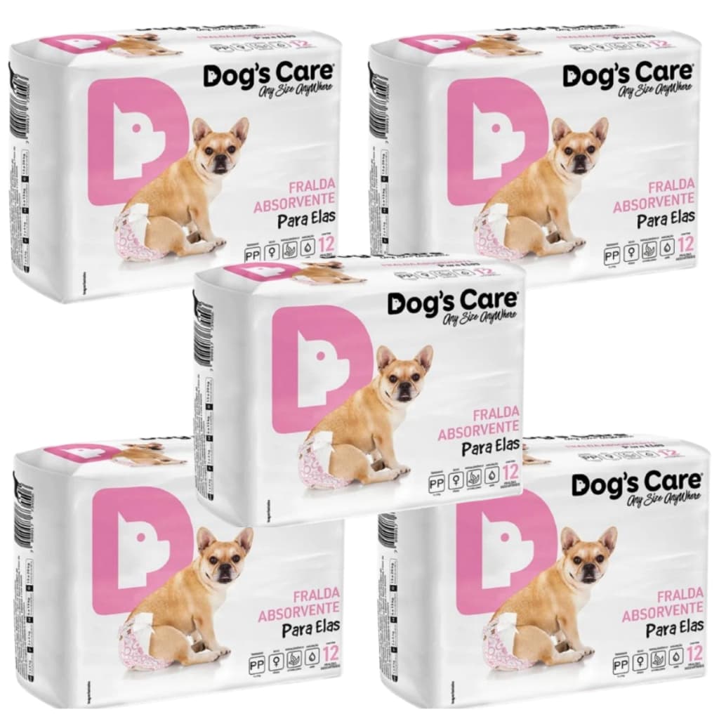 Kit Fraldas Higiênicas Dogs Care Cães Fêmeas Pp 60 Unidades