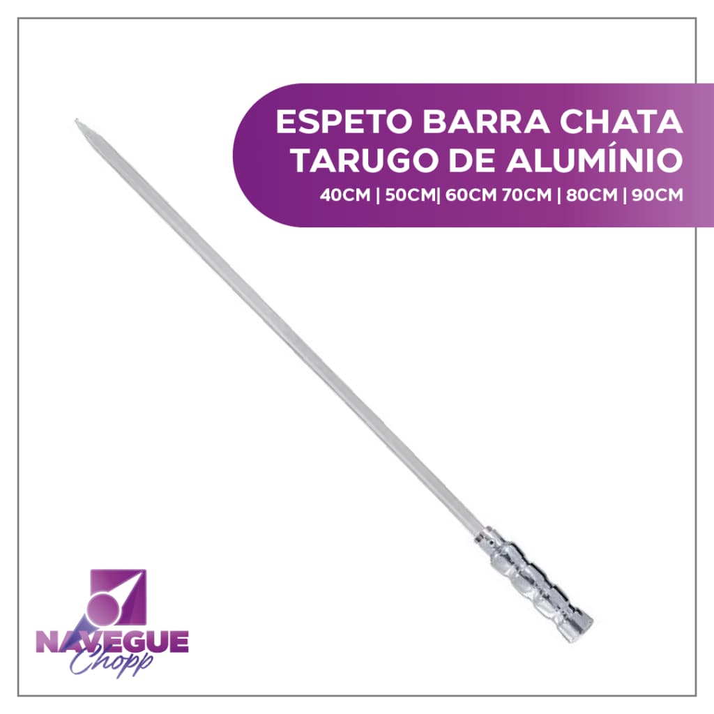Espeto Profissional Barra Chata para Churrasco com Tarugo de Alumínio - Durabilidade Superior
