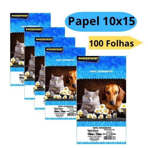 Papel 10x15 Fotográfico 100 Folhas Brilhante 265g Premium Masterprint