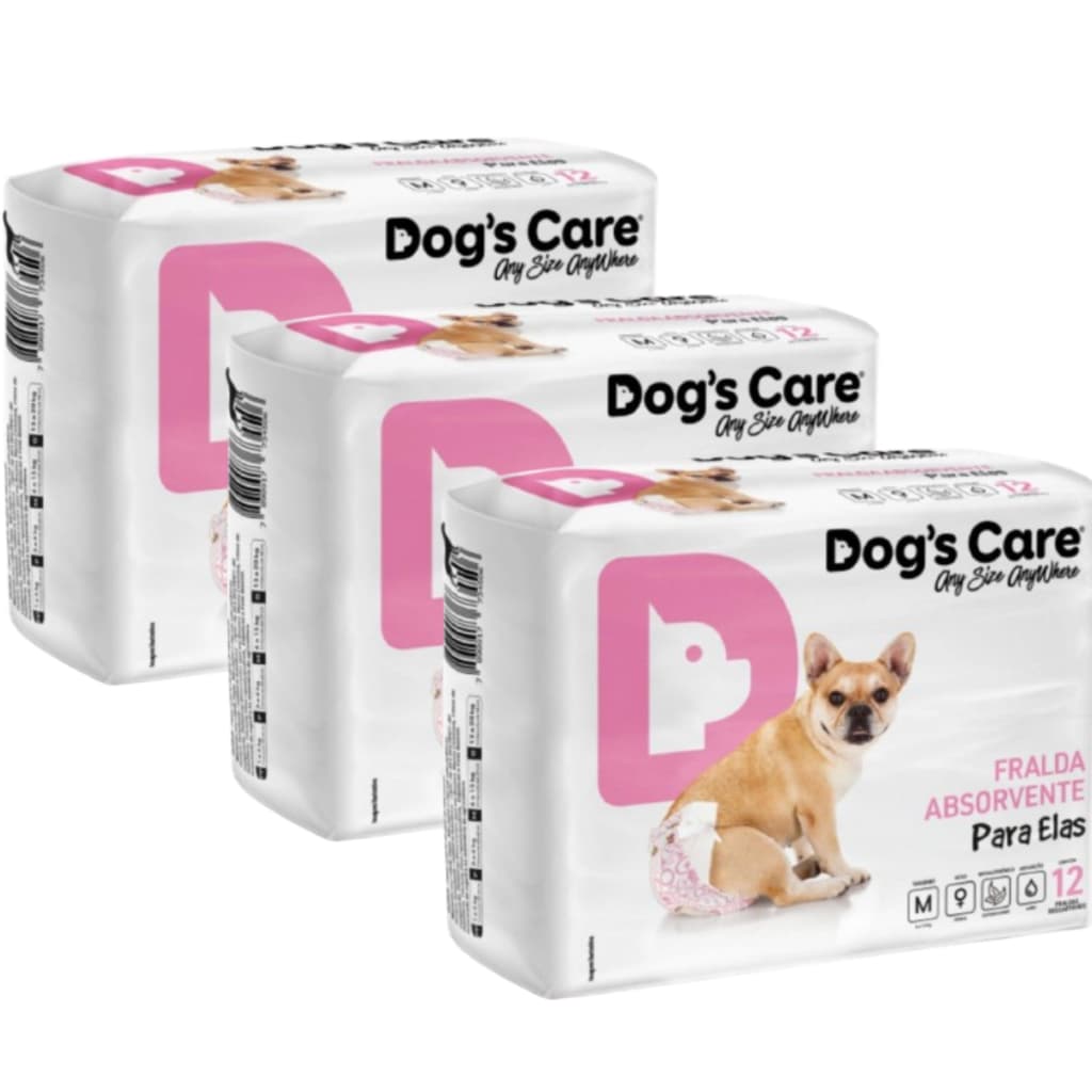 Kit Fraldas Higiênica Dog's Care Fêmea Tamanho M 36 Unidades
