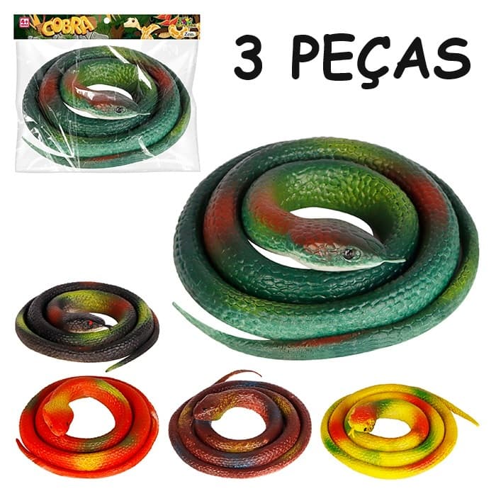 3 COBRA DE BORRACHA SERPENTE DE BRINQUEDO ENFEITE DECORAÇÃO COLORIDAS