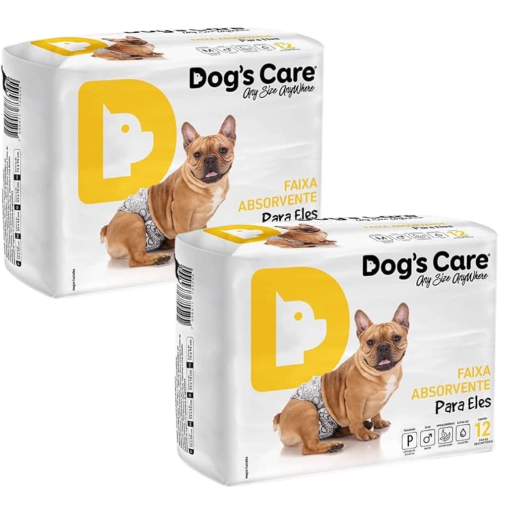 Kit Fralda Higiênica Pet Cães Macho Dogs Care Tam P 24 Un