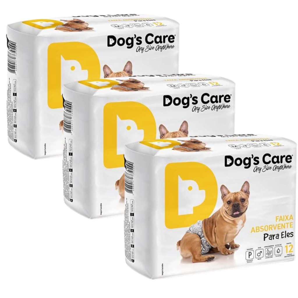 Kit Fralda Higiênica Pet Cães Macho Dogs Care Tam P 36 Un