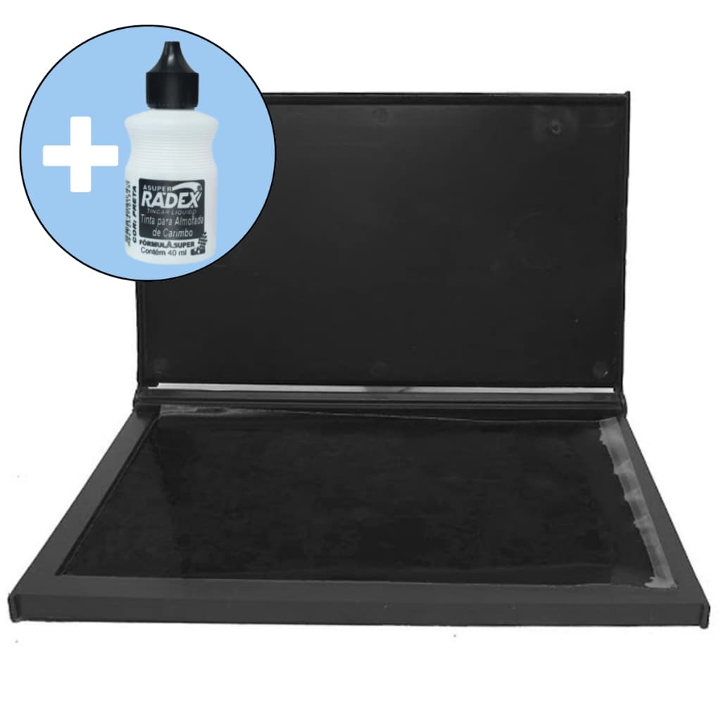 Kit Almofada Carimbo N3 10,8 x 6,6 cm com 1 Tubo de Tinta Extra