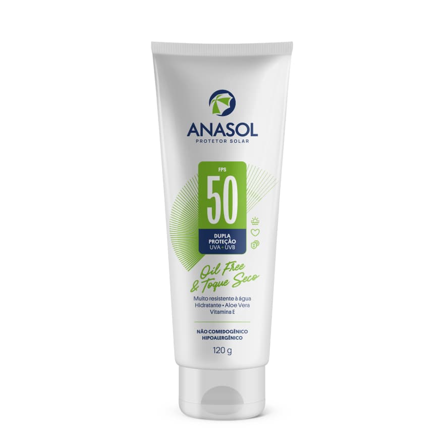 Protetor Solar Corporal Anasol Fps 50 Toque Seco com Aloe Vera e Vitamina E 120g