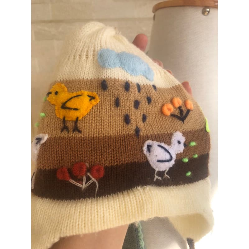 Cachecol Tricot Bordado | Boina Infantil Tricot Acessórios Inverno | Brechó