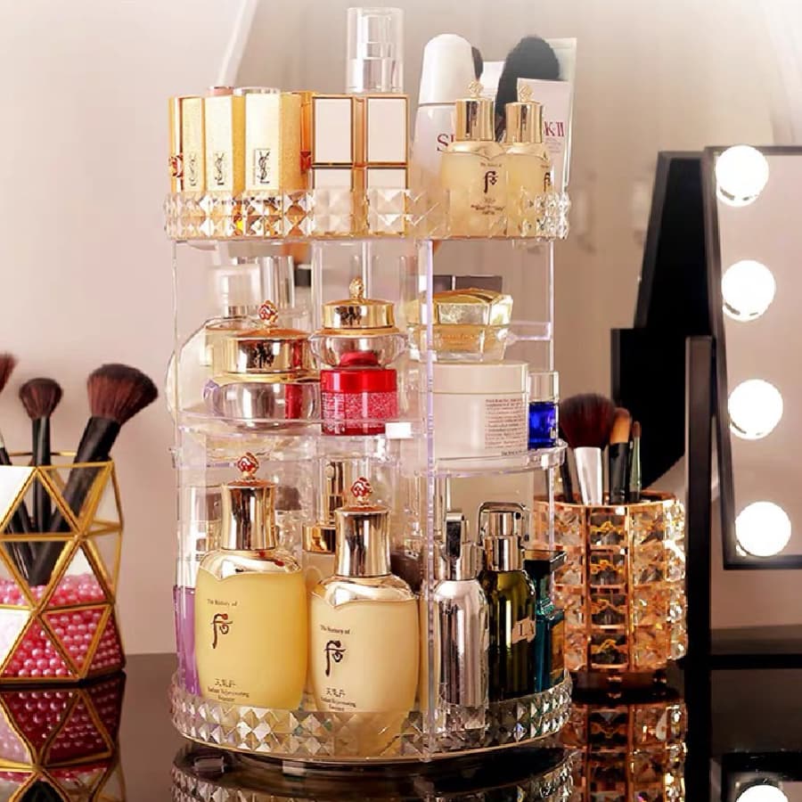 Organizador De Cosmético Maquiagem Acrílico Giratório 360º G