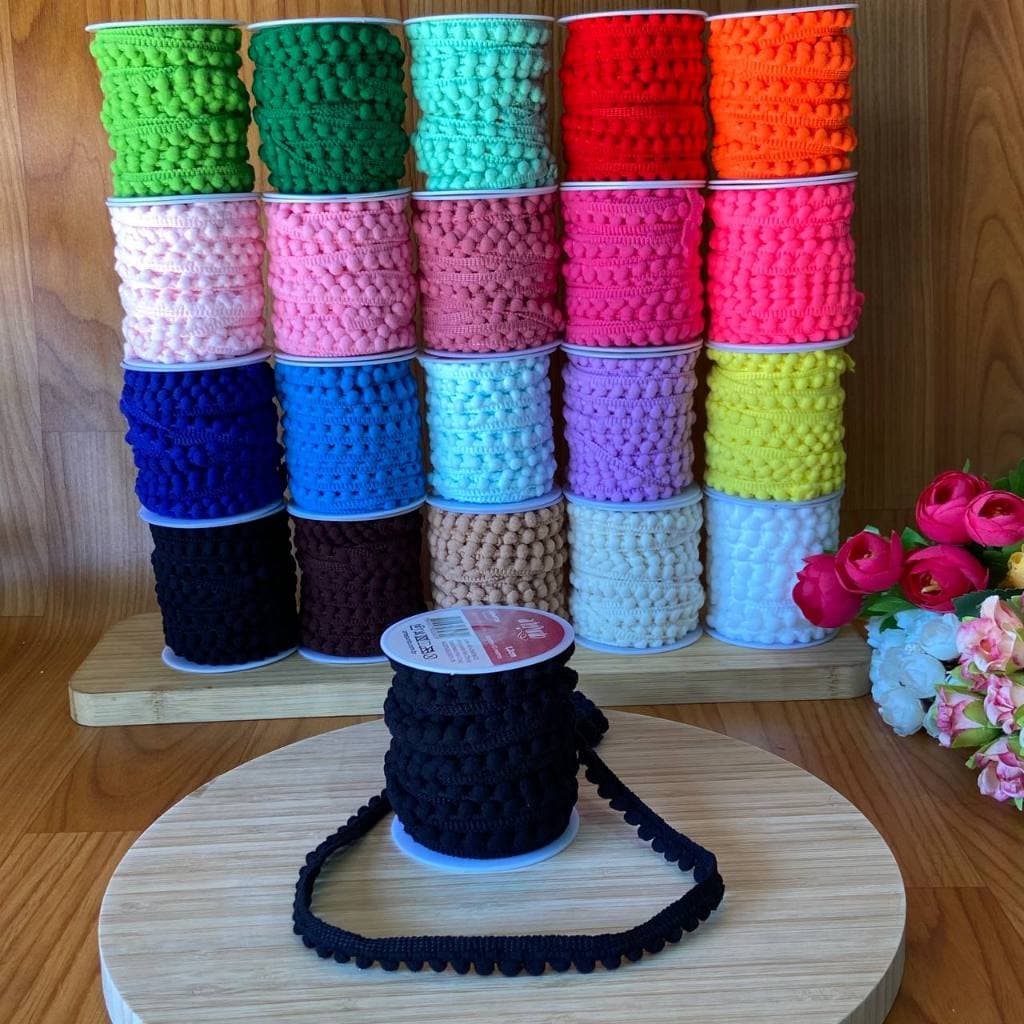 Fita Pompom 1,2CM 10 Metros No Rolo