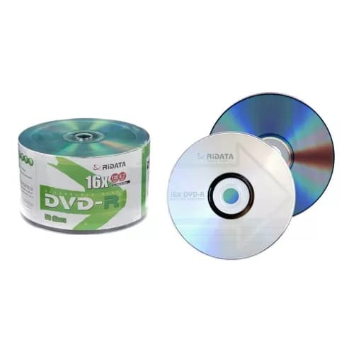 100 Unidades DVD-R Ridata - 4,7 GB - 16x - Com Logo