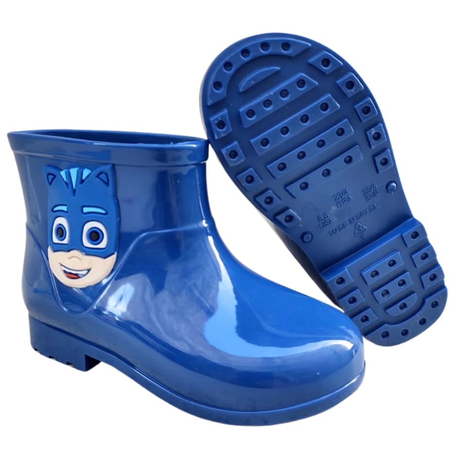 Galocha Bota Menino Gato Pj Mask Cano Curto Para Chuva Impermeavel