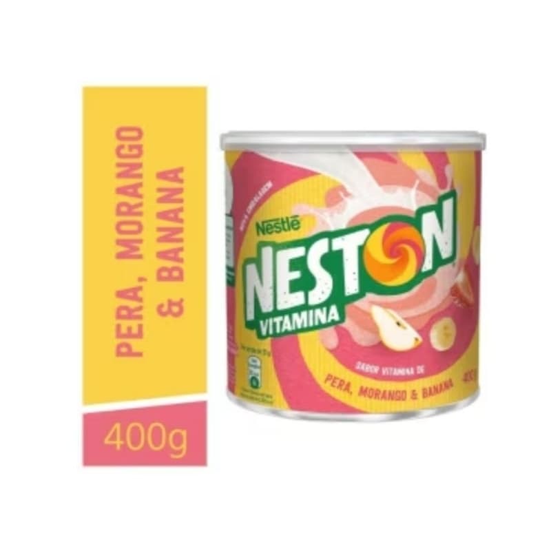Kit 2 NESTON Vitamina - Pó para preparo instantâneo Morango, Pera e Banana 400g