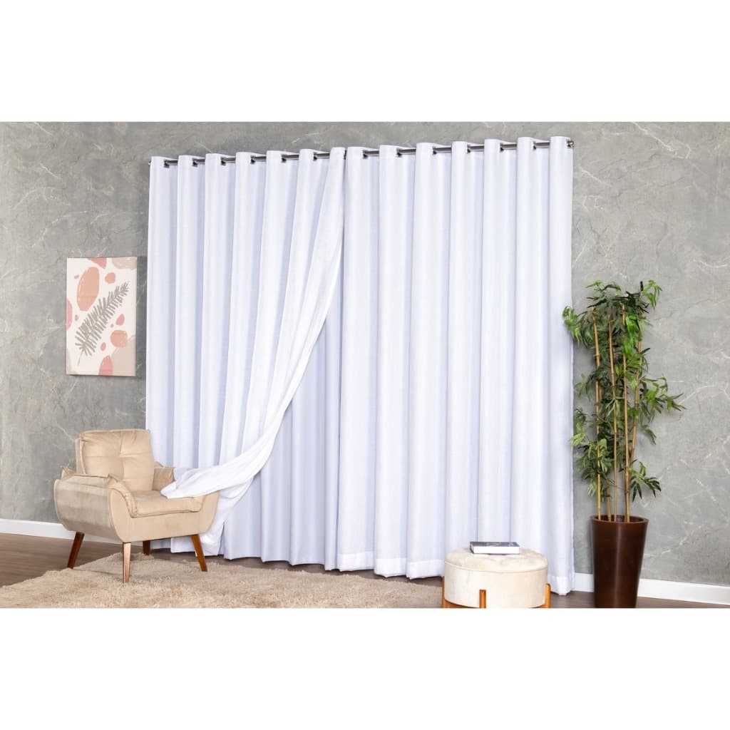 Cortina Voil Linho 4,00x2,30/ 2,50 / 2,60 / 2,70 / 2,80 /2,90  Forro Microfibra Alto Padrão