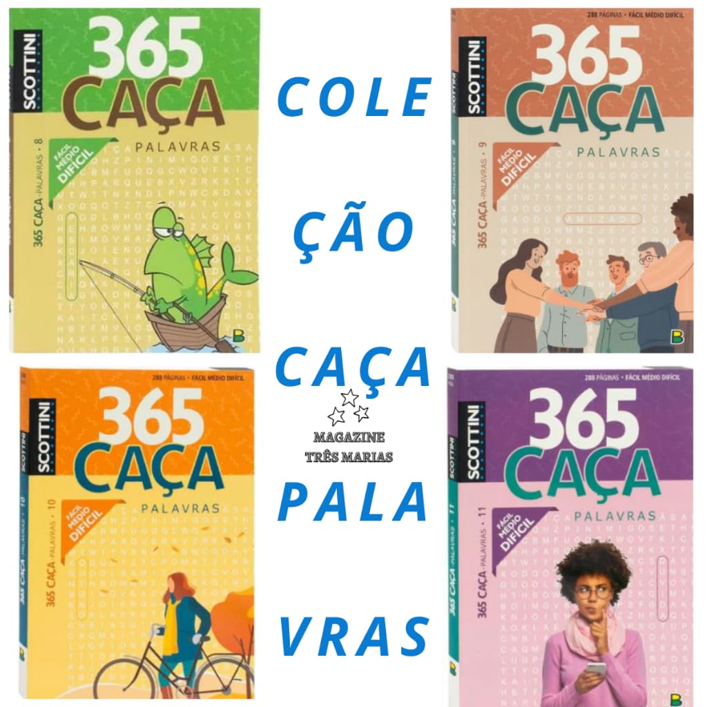 Coleção Caça Palavras 365 Fácil Médio e Difícil Temas Variados Scottini