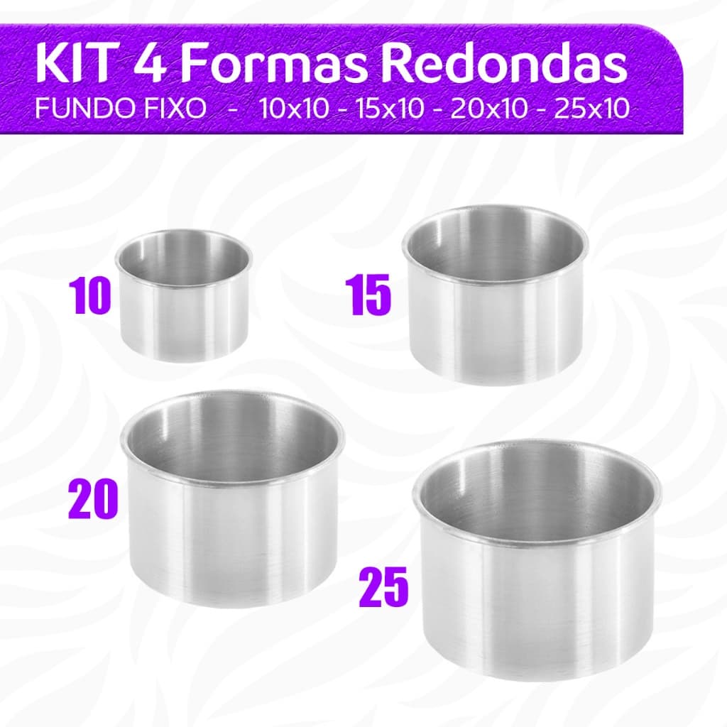 Forma Assadeira Redonda 10X10 15x10 20x10 25x10 Bolo Alta Fundo Fixo