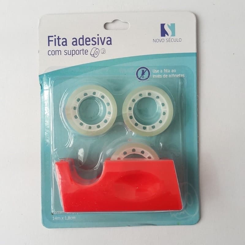 Kit De Fita Adesivo Com Suporte +3 Fitas Para Escolar Escritório - PROMOCAO