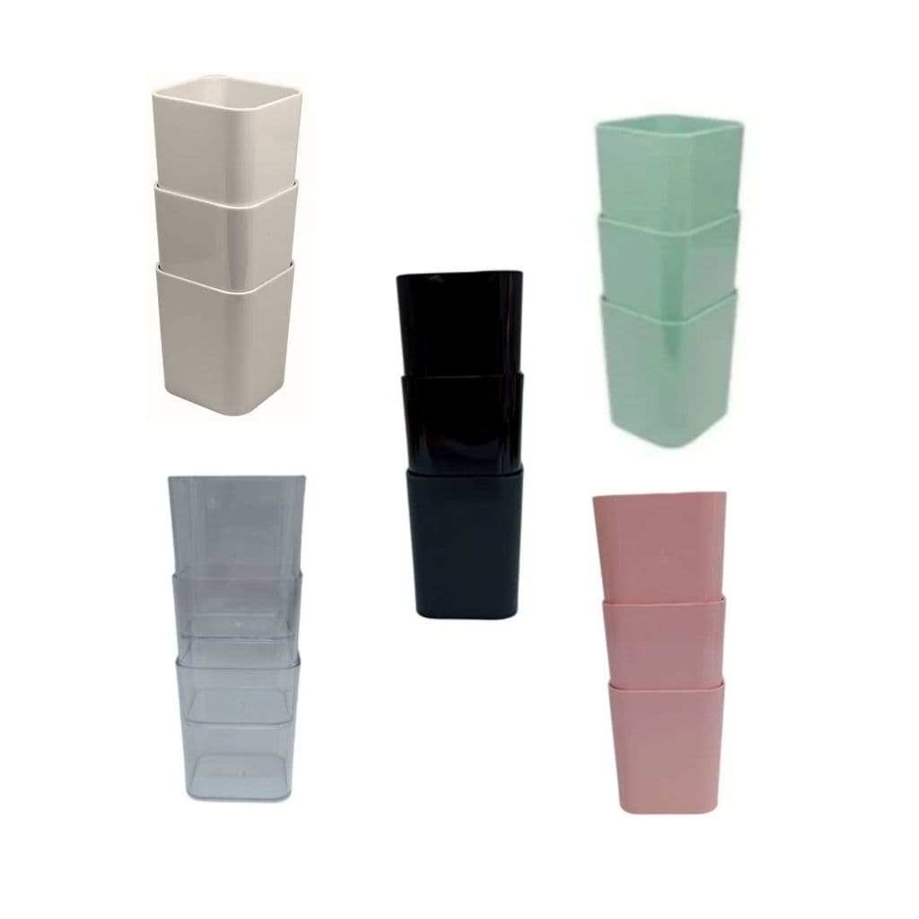 Kit Porta Objetos C/3 Peças Colorido (Azul, Transparente, Preto, Rosa e Azul) - Dello