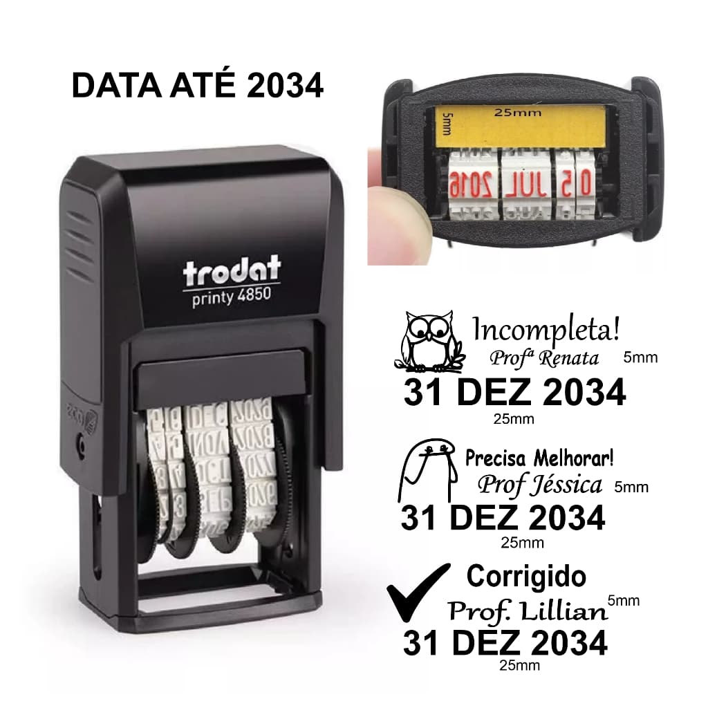 Carimbo Datador Para Professor Texto e desenho Trodat 4850