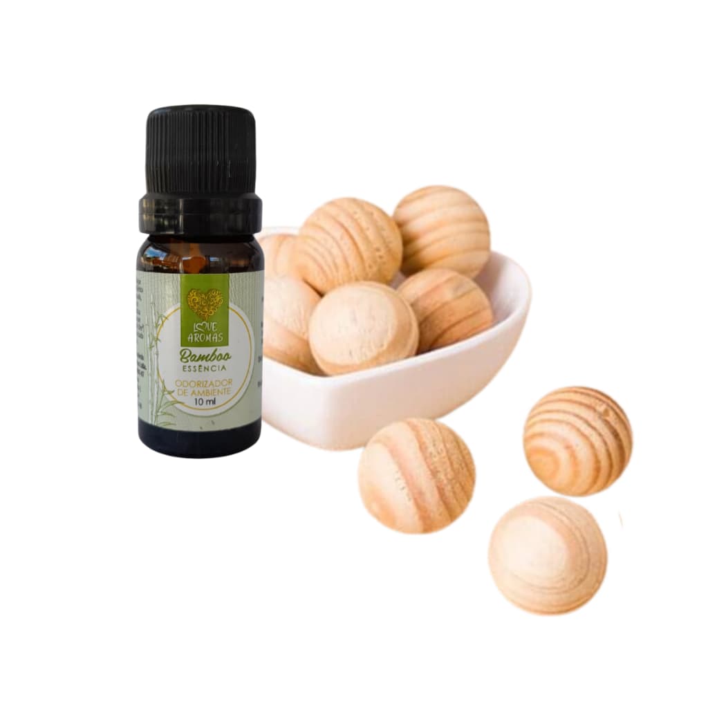 50 Bolas de Madeira antiumidade mofo traças + 1 Essência de 10 ml - Escolha o Aroma