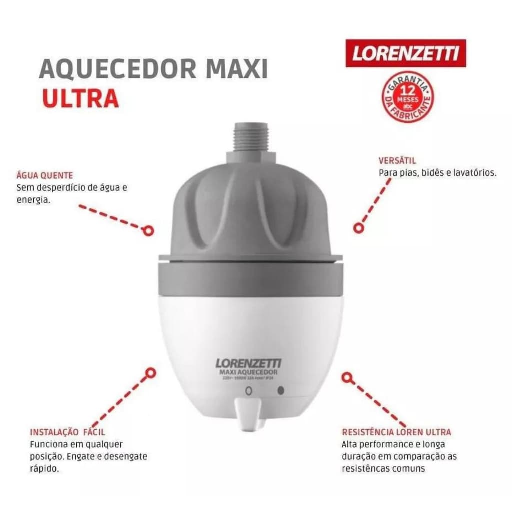 Aquecedor de água elétrico p/ torneiras Maxi Ultra 220V Lorenzetti
