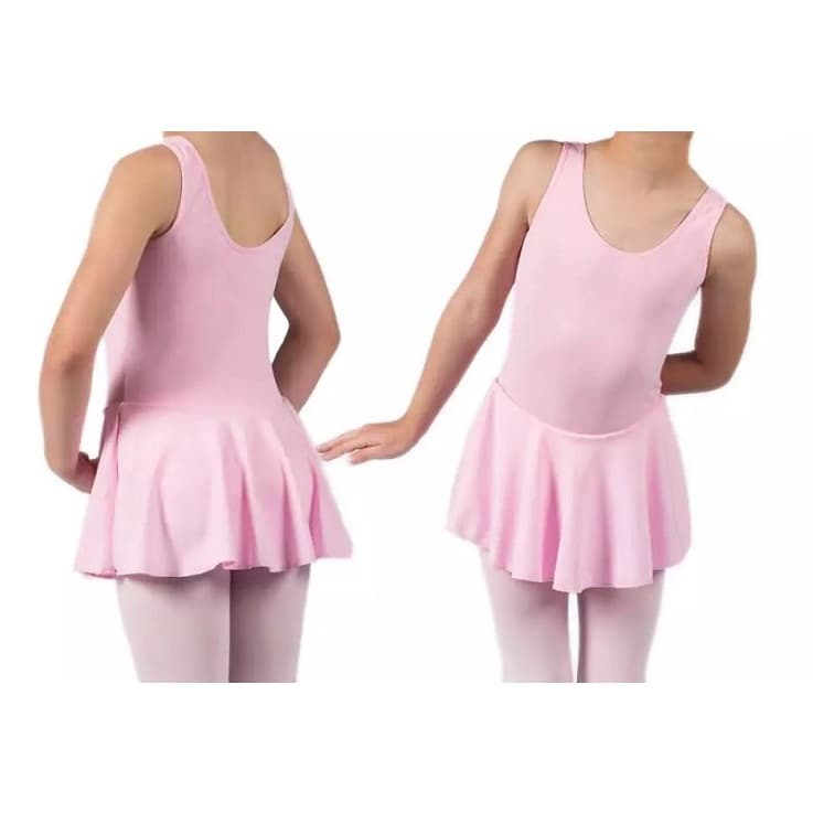 Collant Ballet Rosa Body Regata Com Saia Embutida - Roupa Balé Infantil