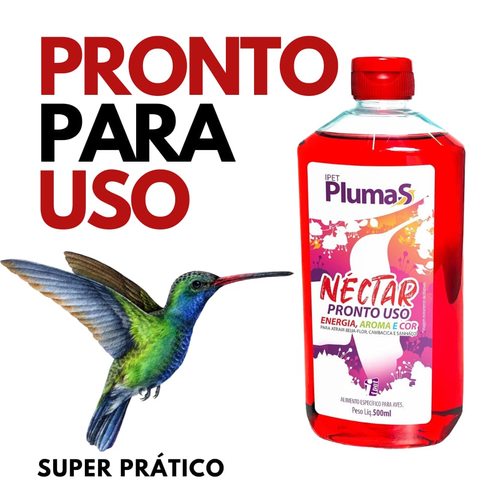 Néctar para Beija-flor Cambacica e Sanhaço Pronto Uso 500ml Ipet