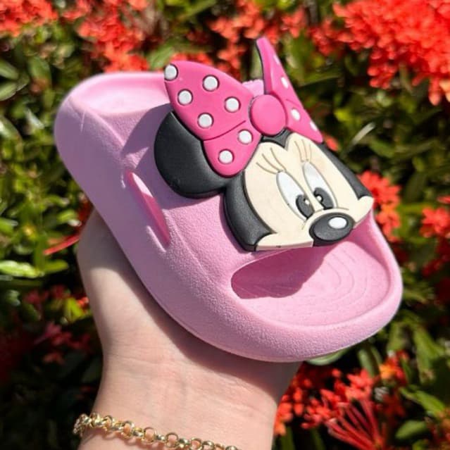 Chinelo Slide Nuvem Infantil Meninas Ratinha com Laço