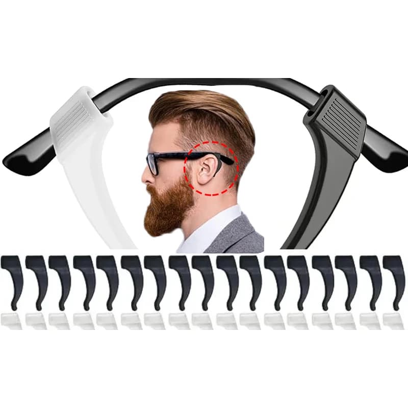 Gancho de orelha antiderrapante de silicone para óculos, aperto elástico, suporte retentor de óculos, 1 Par.