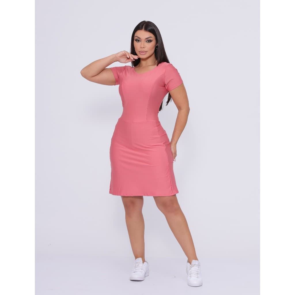Macacão Vestido Fitness Moda Evangélica Vestido Tapa Bumbum Com bolso Modesta