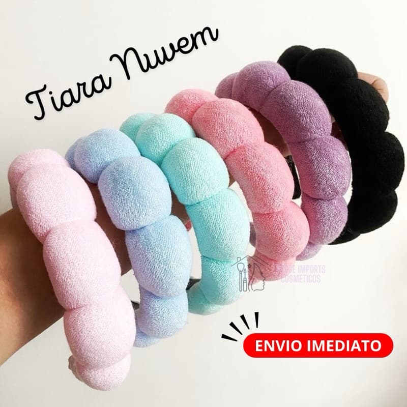 Tiara Nuvem Faixa De Pelucia Skincare De Maquiagem Varias Cores.