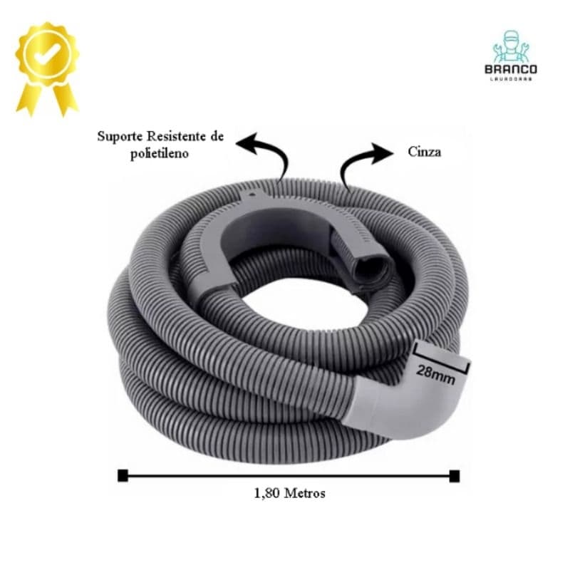 Mangueira Saida Maquina de Lavar Roupas - Boca Grossa 1,85mt  - Brastemp, Eletrolux, Consul